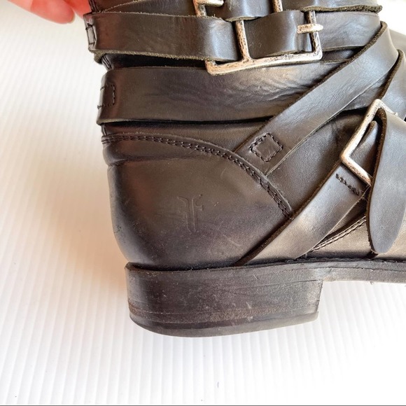 Frye | Veronica Black Strappy Boots Leather - Picture 4 of 11